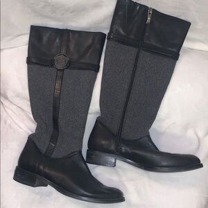 Franco Fortini Black and Gray Over the Knee Boots
